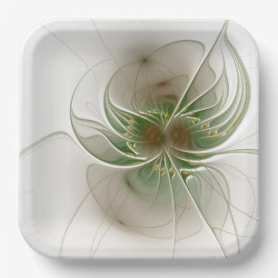 Assiettes En Carton Fleurs imaginaires fractales douces et tendres 