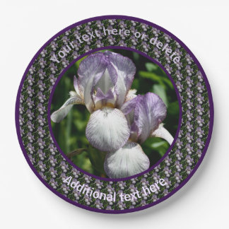 Assiettes En Carton Fleurs Iris à coeur Fête Personnalisée