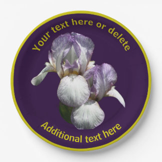 Assiettes En Carton Fleurs Iris Élégantes Parti Personnalisé