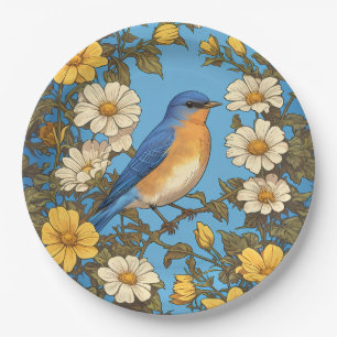 Assiettes En Carton Fleurs jaunes et blanches joyeuses du bleuet orien