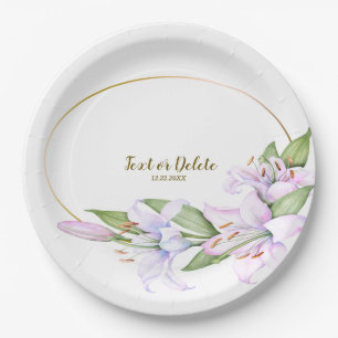 Assiettes En Carton Fleurs Lily rose de fête Cadre doré Belle