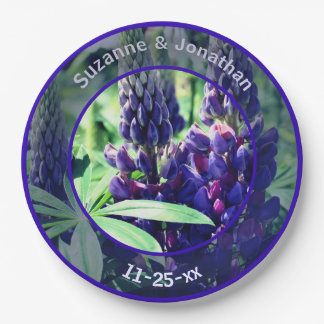 Assiettes En Carton Fleurs Lupine Mariage personnalisé