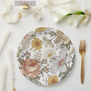 Assiettes En Carton Fleurs magnifiques