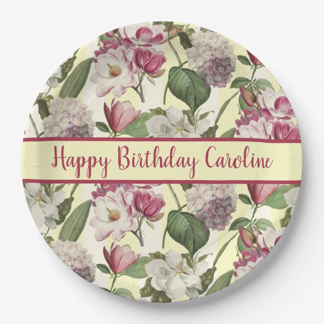 Assiettes En Carton Fleurs Magnolia et Hydrangea Sud (Devant)