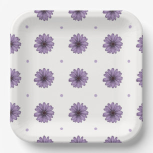 Assiettes En Carton Fleurs marguerites violettes pois amusant pape bot