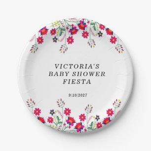 Assiettes En Carton Fleurs mexicaines Baby shower Fiesta
