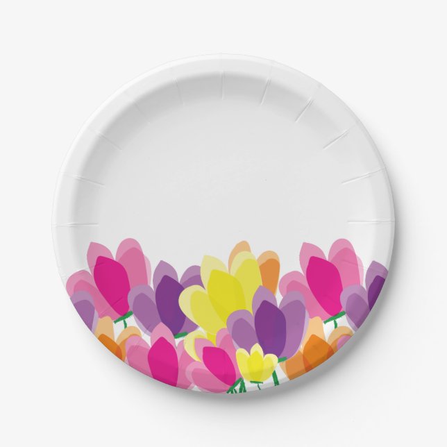 Assiettes En Carton Fleurs modernes colorées (Devant)