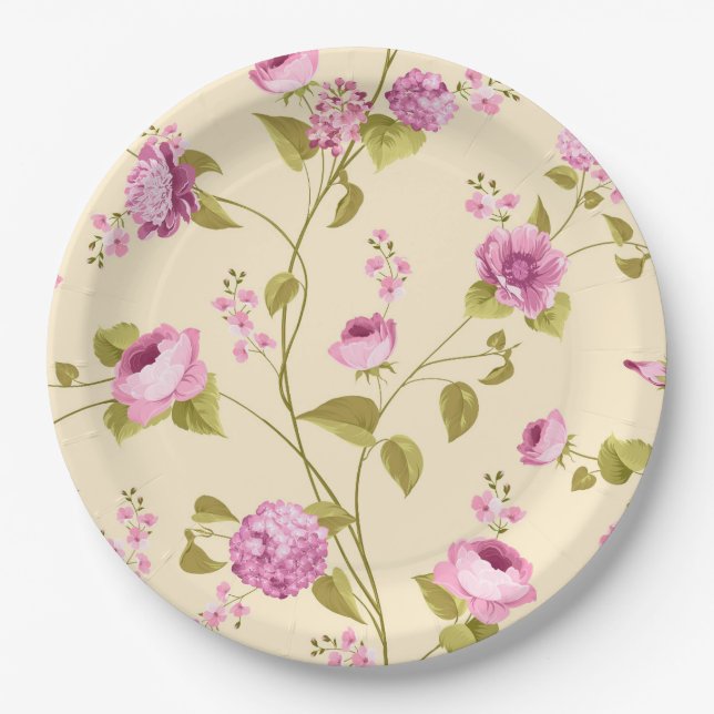 Assiettes En Carton Fleurs Motif 16 (Devant)