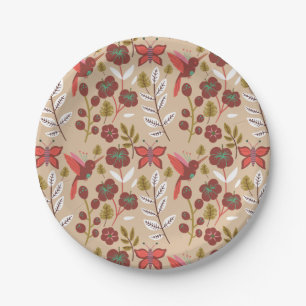 Assiettes En Carton Fleurs motifs florales sans soudure, oiseaux, papi