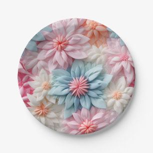 Assiettes En Carton Fleurs Pastel