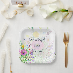 Assiettes En Carton Fleurs printanières colorées personnalisées pour m