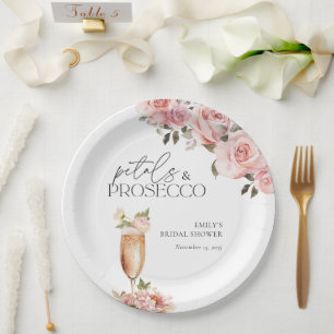 Assiettes En Carton Fleurs & Prosecco Fête de Mariage Florale
