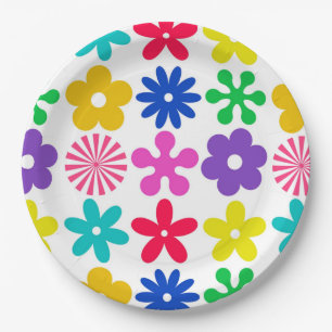 Assiettes En Carton FLEURS RÉTRO super