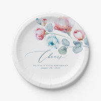 Fleurs roses bleues poussiéreuses Élégant Romantiq