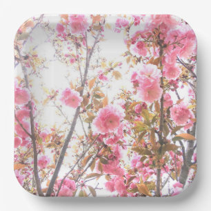 Assiettes En Carton Fleurs roses Cherry Blossom Motifs floraux mignons