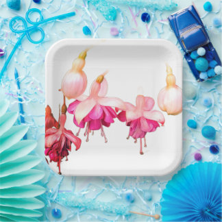 Assiettes En Carton Fleurs roses et crème