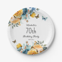 Fleurs Roses Poussiéreuses Jaunes Papillons 70e An