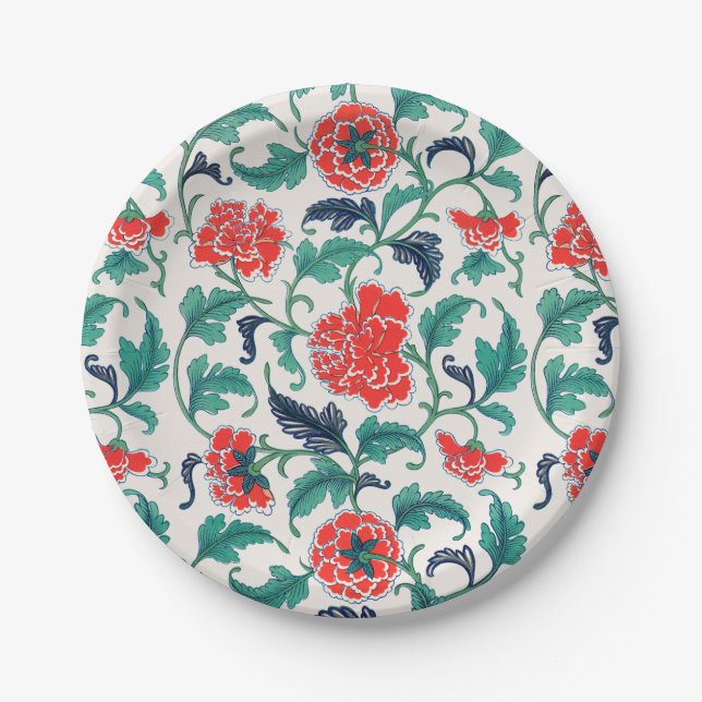 Assiettes En Carton Fleurs rouges (Devant)