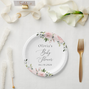 Assiettes En Carton Fleurs Rouges, Fleurs Roses, Boho, Baby shower