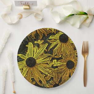 ASSIETTES EN CARTON FLEURS RUDBECKIA