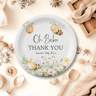 Assiettes En Carton Fleurs Rustiques Oh Bébé Abeille Fête de Naissance