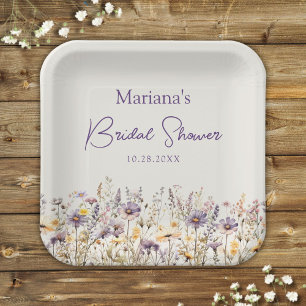 Assiettes En Carton Fleurs sauvages beige violet Fleuriste Shower de m