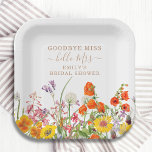 Assiettes En Carton Fleurs sauvages colorées Adieu Miss Fête des marié<br><div class="desc">Fleurs sauvages colorées Mariage campagnard Goodbye Miss Fête des mariées Paper Party Plates présente de jolies fleurs de pays en orange, jaune, violet et rose sur un arrière - plan blanc avec vos informations personnalisées. Parfait pour votre soirée spéciale Hen's Party, Bachelorette Party, Fête des mariées, Pamper Party, Bachelorette Weekend...</div>