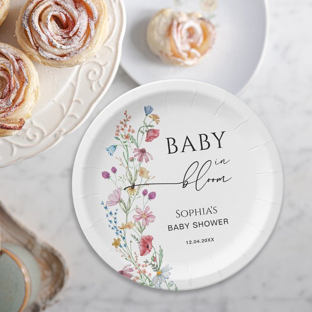 Assiettes En Carton Fleurs sauvages dans le Baby shower Bloom (Créateur téléchargé)