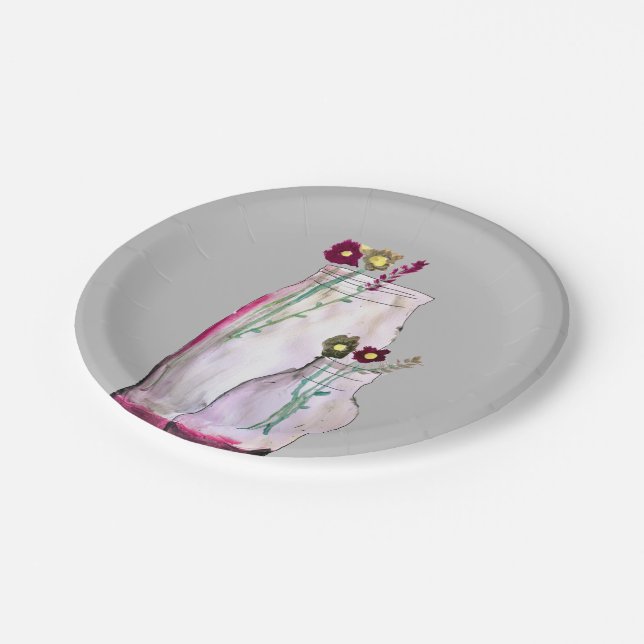 Assiettes En Carton Fleurs sauvages d'aquarelle Whimsical en vase (Angle)