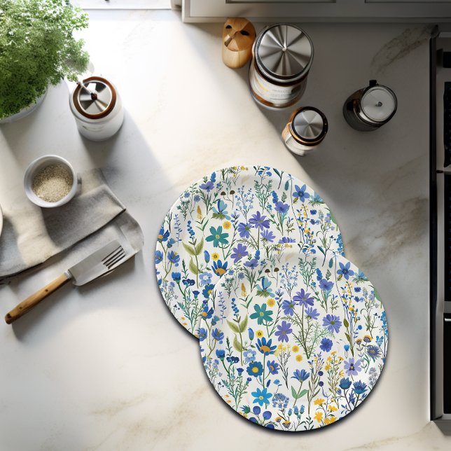 Assiettes En Carton Fleurs sauvages de Jardin Bleu Rustique (Créateur téléchargé)