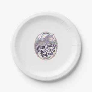 Assiettes En Carton Fleurs sauvages de licorne et rêves de licorne POD