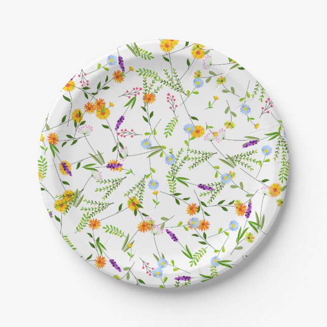 Assiettes En Carton Fleurs sauvages de printemps et d'été (Devant)