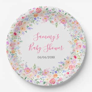 Assiettes En Carton Fleurs sauvages d'été Baby Shower Floral