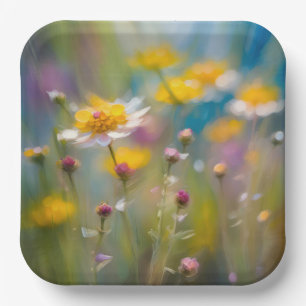 Assiettes En Carton Fleurs sauvages fantaisistes dans le vent