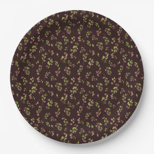 Assiettes En Carton Fleurs sauvages floraux jetés sur Brown de chocola