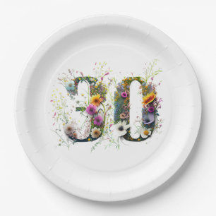 Assiettes En Carton Fleurs sauvages pour les 30 ans Joyeux Anniversair