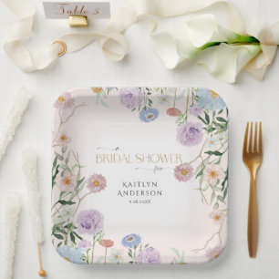 Assiettes En Carton Fleurs sauvages Printemps Floral Rose Pâle Récepti