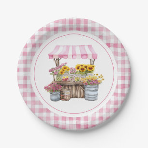 Assiettes En Carton Fleurs sauvages roses rustiques Tournesols Marché 