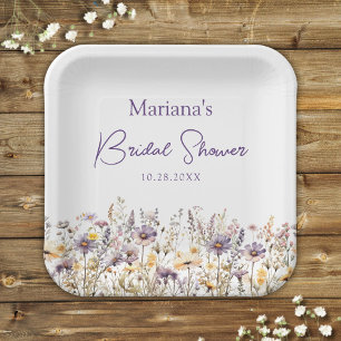 Assiettes En Carton Fleurs Sauvages Violettes Mariage Floral