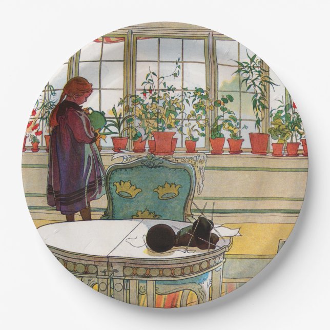 Assiettes En Carton Fleurs sur le rebord de la fenêtre par Carl Larsso (Devant)