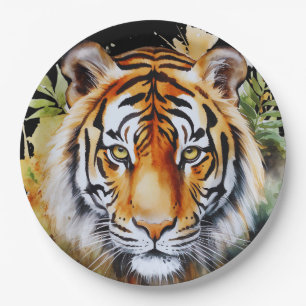 Assiettes En Carton Fleurs Tiger Pastel Safari Aquarelle Savannah