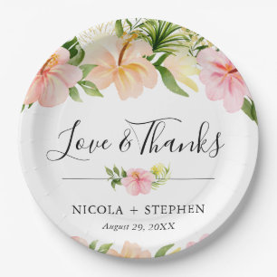 Assiettes En Carton Fleurs tropicales aquarelle mariage