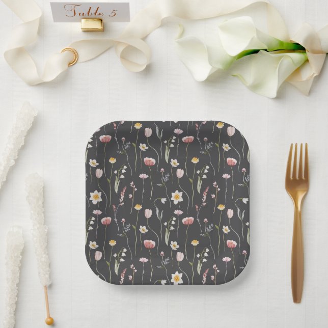Assiettes En Carton Fleurs Vintage (Mariage)