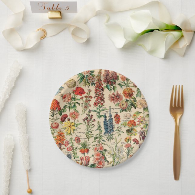 Assiettes En Carton Fleurs vintages (Mariage)