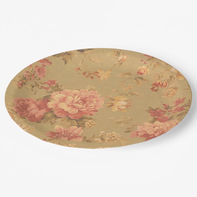 Assiettes En Carton Fleurs vintages (Angle)