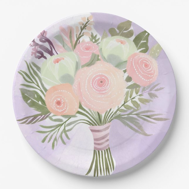 Assiettes En Carton Fleurs violettes (Devant)