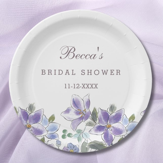 Assiettes En Carton Fleurs Violettes Lilial Fleurs Mariage Shower (Créateur téléchargé)