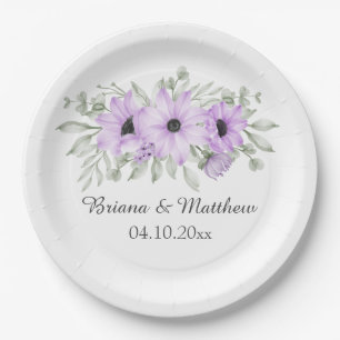 Assiettes En Carton Fleurs Violettes Simple Élégant