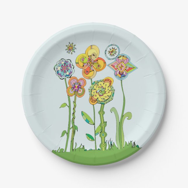 Assiettes En Carton Fleurs Whimsical (Devant)