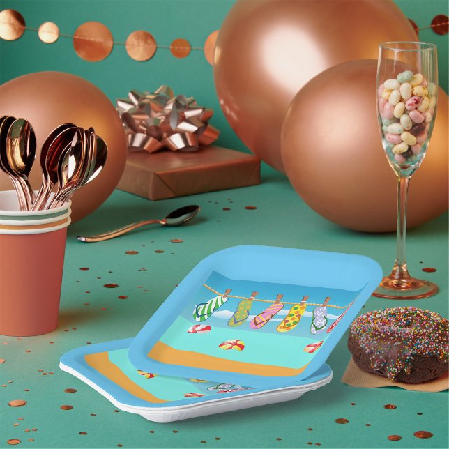 Assiettes En Carton Flip Flops À La Plage (Créateur téléchargé)